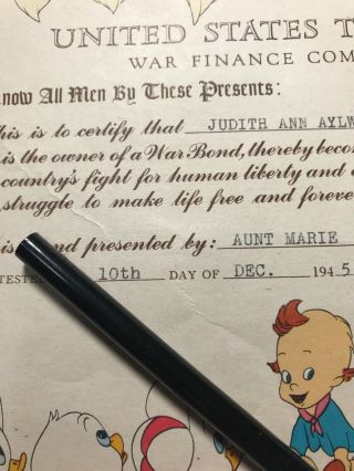1945 U S Treasury War Bond Certificate By Walt Disney Character Border 8
