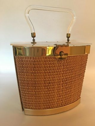 Vintage Dorset Rex Fifth Avenue Tall Basket Lucite Lid And Handle