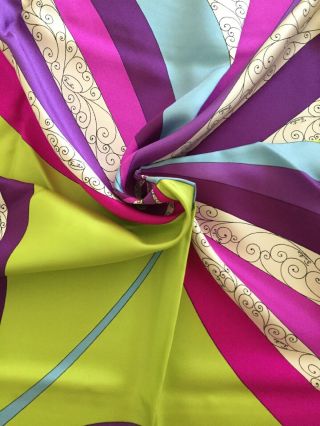 Vintage Emilio Pucci 100 Silk Scarf Abstract Flower Made In Italy