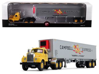 Mack B - 61 Day Cab W/ 40’ Vintage Trailer " Campbell " 1/64 By First Gear 60 - 0423