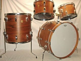 Gorgeous Vintage 1968 Ludwig 4 - Pc Rosewood Finish 4 - Pc Big - Beat Outfit
