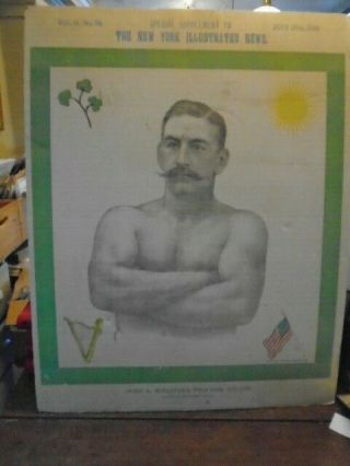 Rare 1889 John Sullivan Boxing Poster Supplement To York Illustrated News