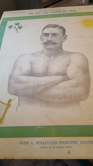 Rare 1889 John Sullivan Boxing poster Supplement to York Illustrated News 2