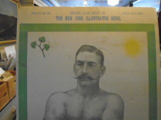 Rare 1889 John Sullivan Boxing poster Supplement to York Illustrated News 3