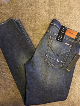Nwt Hudson Size 38 Mens Axl Skinny Jeans Method Dark Wash Vintage Worn In Feel