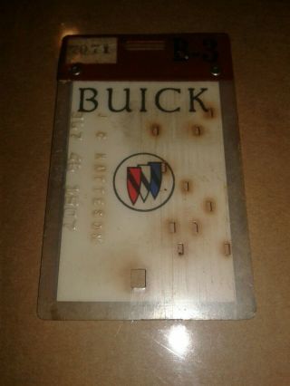 Vintage Buick Timecard Punch Card 1970 - 71 Flint Michigan Skylark Gm