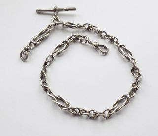 Antique Solid Silver Hallmarked,  Albert Pocket Watch Chain.  E.  Whitehouse 1897