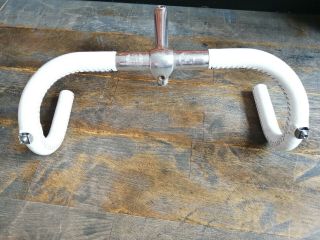 3ttt Vintage Almarc Leather Wrapped White Handlebar With Stem