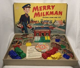 Rare Merry Milkman Hasbro 2610 4 Truck Vintage Board Game