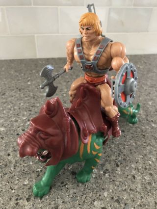 Vintage 1982 Motu Masters Of The Universe He - Man And Battle Cat 100 Complete