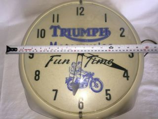 Vintage Triumph Motorcycle Illuminted Dealer Clock Sign 2