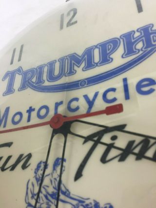 Vintage Triumph Motorcycle Illuminted Dealer Clock Sign 3