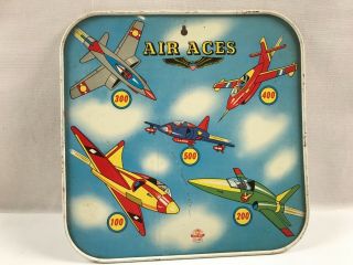 Vintage Air Aces Metal Bull’s Eye Target Planes Ohio Art Toy Co.  9” Sq.