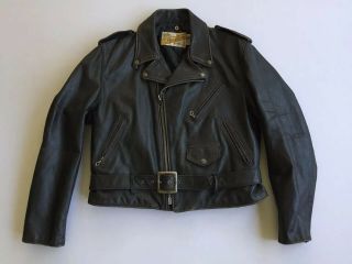 Vintage Schott Perfecto Black Motorcycle Leather Jacket 118,  Size 44