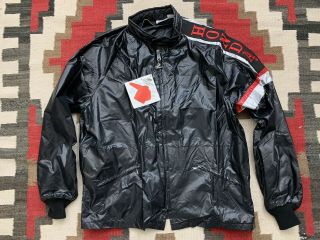 Nos Vintage 80’s Honda Motorcycle Jacket Windbreaker Black/red Embroidered 2xl