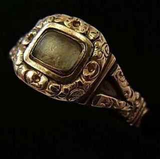 Antique Georgian 9ct Gold Mourning Ring -
