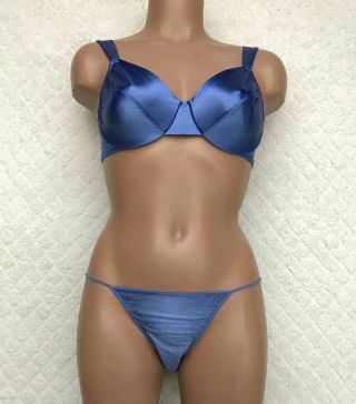 141 Vtg Victoria Secret Small / 34c Second Skin String Bikini Panties & Bra