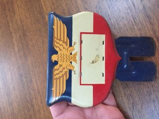 Vintage 1940 ' s Eagle - Red White And Blue Badge License Plate Topper - Ww2 3