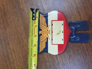 Vintage 1940 ' s Eagle - Red White And Blue Badge License Plate Topper - Ww2 4