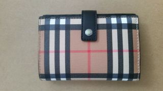 Burberry Vintage Check And Leather Folding Wallet For Women