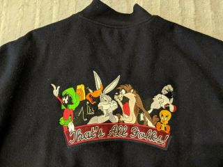 Vintage Warner Bros Looney Tunes All Characters Wool Varsity Jacket Size Xl Rare