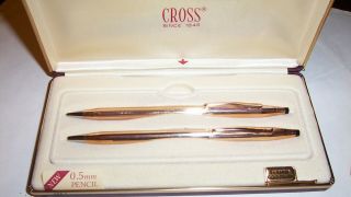 Vintage Cross 14K Gold Filled Classic Century Ballpoint Pen & Mechanical Pencil 3