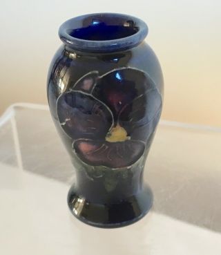 Vintage Art Deco Moorcroft Pottery Tube Lined “pansy” Miniature Vase