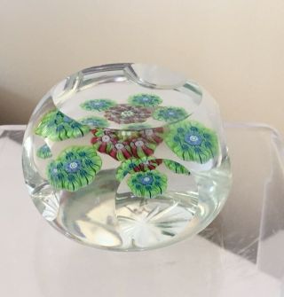 Vintage Scottish Paul Ysart Harland H Cane Millefiori Faceted Glass Paperweight 2