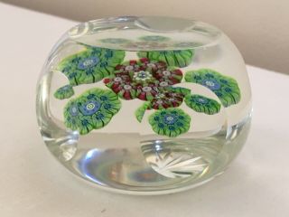 Vintage Scottish Paul Ysart Harland H Cane Millefiori Faceted Glass Paperweight 5