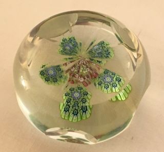 Vintage Scottish Paul Ysart Harland H Cane Millefiori Faceted Glass Paperweight 6