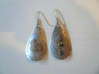 Vintage Sterling Silver & Gold Filled Signed Hand Crafted Storyteller Earriings