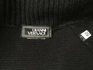GIANNI VERSACE COUTURE VINTAGE ' 98 ZIPPER HIGH COLLAR SWEATER MEN KNIT ITALY 12
