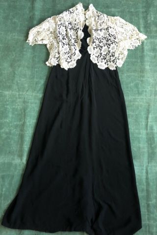 1930s Vintage Silk And Lace 2 Piece Dress Lingerie Set Art Deco Womenswear