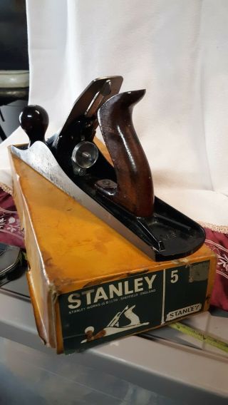Vintage Stanley Bailey No.  5 Heavy Smoothing Plane With Box