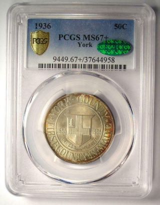 1936 York Silver Half Dollar 50C - PCGS MS67,  CAC - Rare Plus Grade - $550 Value 2