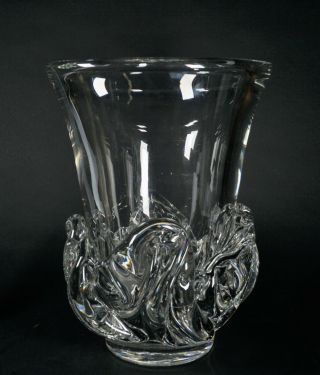 Vintage Signed Daum France Art Glass Clear Form Vase Huge Weighs 25 Lbs