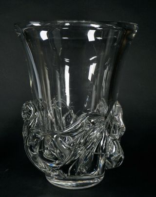 Vintage Signed Daum France Art Glass Clear Form Vase Huge Weighs 25 lbs 2