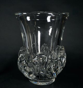 Vintage Signed Daum France Art Glass Clear Form Vase Huge Weighs 25 lbs 3