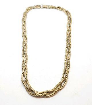 Vintage 1/20 12k Gold Filled Gf Braided Three Strand Snake Chain Necklace 15 "