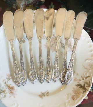 8 Pc Vintage Wallace Rose Point Sterling Silver Flat Butter Spreaders