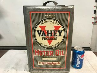 Rare 1893 Vahey Products Motor Oil 5 Gallon Oil Can Youngstown Ohio