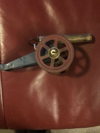 Fun 1930s Era Tin Toy 8 1/2” Inch - Long Spring Loaded Shooting Cannon