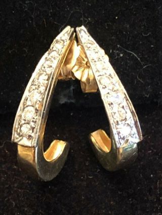 Estate Vintage 14k Gold Natural Diamond Earrings Made In Mexico J Hook