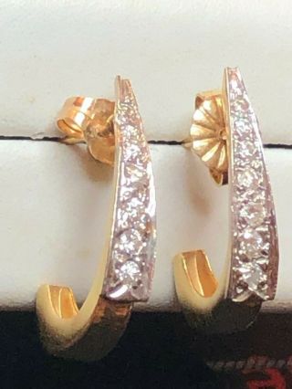 ESTATE VINTAGE 14K GOLD NATURAL DIAMOND EARRINGS MADE IN MEXICO J HOOK 2