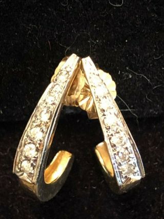 ESTATE VINTAGE 14K GOLD NATURAL DIAMOND EARRINGS MADE IN MEXICO J HOOK 3