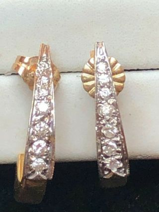 ESTATE VINTAGE 14K GOLD NATURAL DIAMOND EARRINGS MADE IN MEXICO J HOOK 4