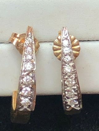 ESTATE VINTAGE 14K GOLD NATURAL DIAMOND EARRINGS MADE IN MEXICO J HOOK 6