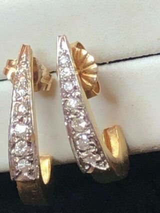 ESTATE VINTAGE 14K GOLD NATURAL DIAMOND EARRINGS MADE IN MEXICO J HOOK 8