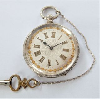 1882 Silver Cased Cylinder Pocket Watch / Fob Watch Df&co In Order