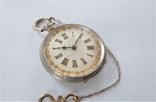 1882 SILVER CASED CYLINDER POCKET WATCH / FOB WATCH DF&CO IN ORDER 2